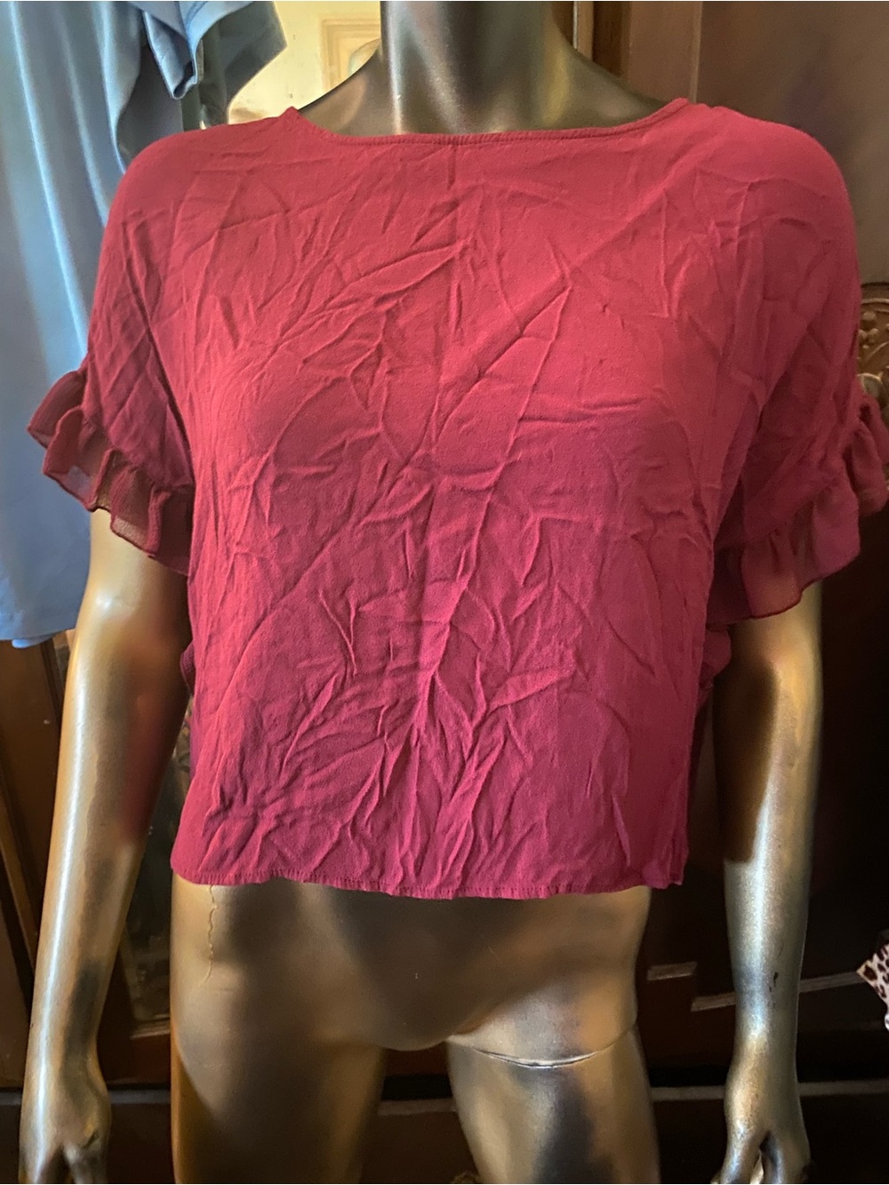 William Rast Raspberry Short Sleeve Ruffle Crop Top